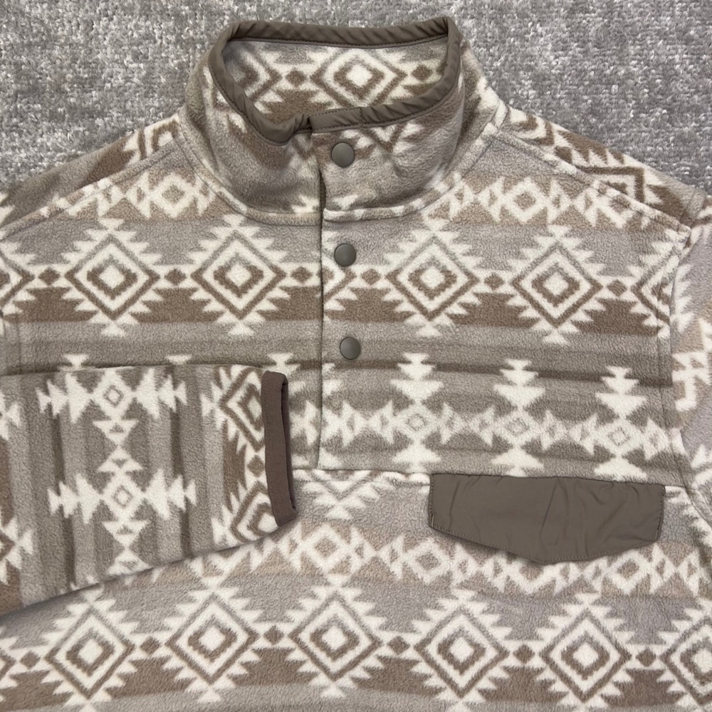 Southern Grit 1/4 Snap Fleece Pullover Mens Small Southwestern Aztec Tan Gray